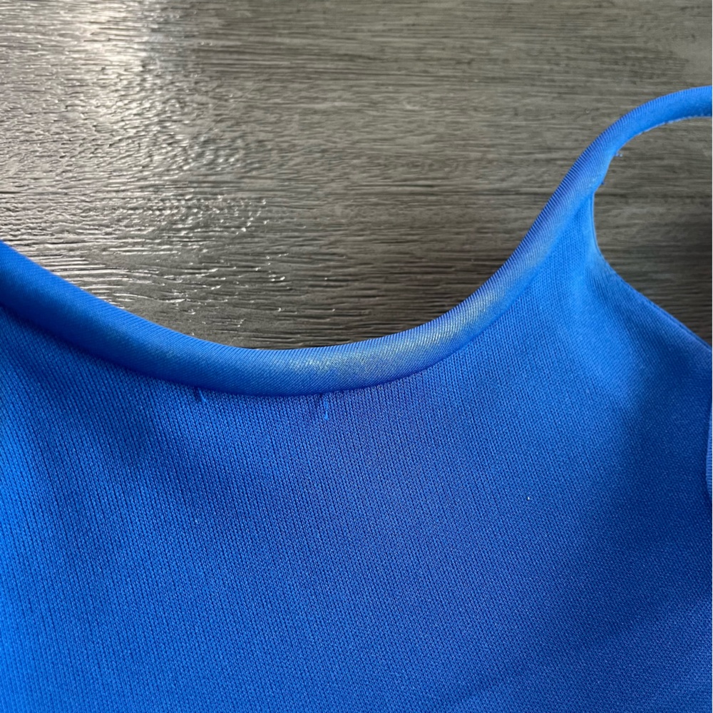 Sherri Hill 52042 Bright Blue Halter Top Cropped Dress Top 2 - Picture 7 of 11